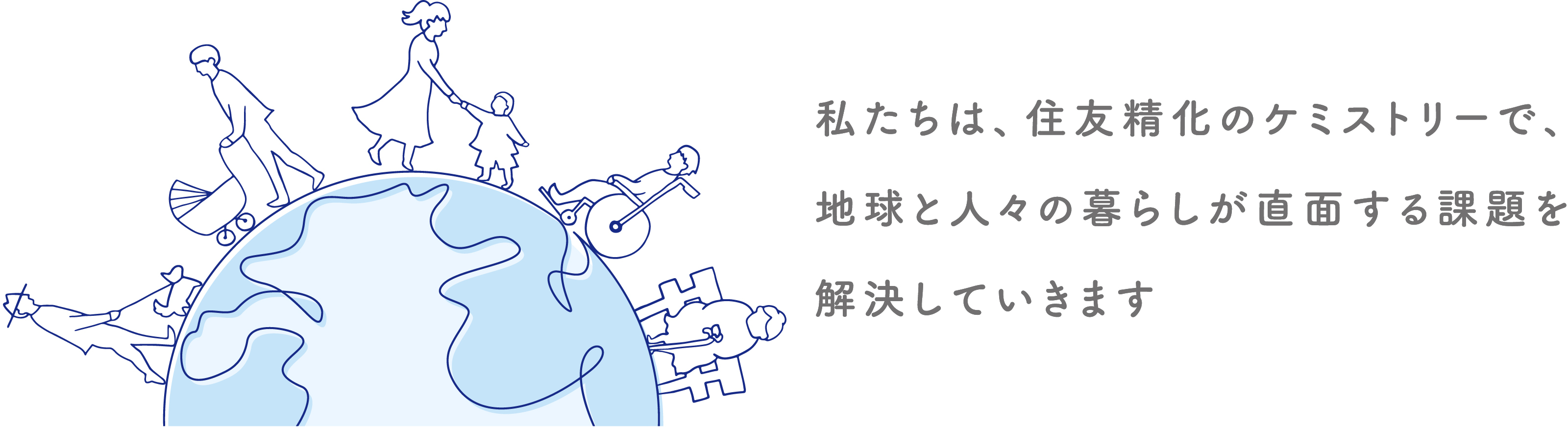 私たちは、住友精化のケミストリーで、地球と人々の暮らしが直面する課題を解決していきます